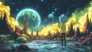 Rick and Morty Wallpaper, Cartoon Wallpaper, Sci-Fi Landscape, Space Wallpaper