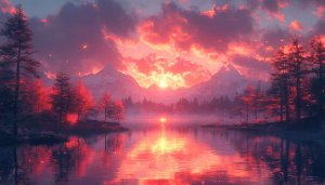 Pink Sky Wallpaper, Lake Scenery, Sunset Wallpaper, 4k Wallpaper