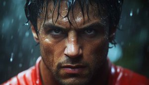 Intense Man in Rain Wallpaper for Phone and Desktop