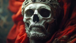 Skull Wallpaper with Crown, Gothic Theme, Dark Aesthetic 4k