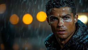 Cristiano Ronaldo Wallpaper: HD Portrait in Rain, Sports Star