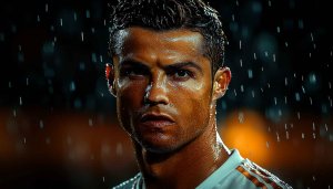 Cristiano Ronaldo Wallpaper: Football Star in Rain 4K UHD Desktop