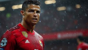 Cristiano Ronaldo Wallpaper: Football Star in Rain, High Resolution Image