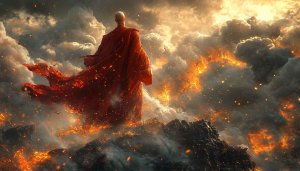 Epic Monk Sky Wallpaper: Fantasy, Landscape, Spiritual, 4k Wallpaper