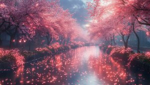 Sakura Blossom Wallpaper: Aesthetic Cherry Blossom Landscape for Desktop