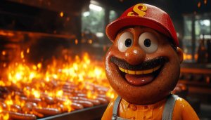 Hotdog Cartoon Character Wallpaper, Food Theme Wallpaper, HD Desktop Images
