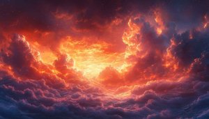Fiery Sky Wallpaper, Clouds Wallpaper, Ocean View Wallpaper, 4k Wallpaper