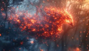 Fiery Phoenix Wallpaper: Fantasy Bird Art for Desktop Backgrounds