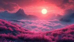 Pink Sunset Wallpaper, Dreamy Landscape, Nature Wallpaper, 4K Wallpaper