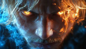 Fire and Ice Man Portrait Wallpaper 4K for Desktop