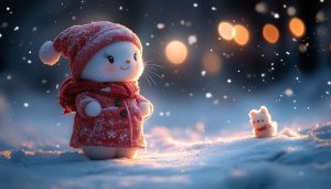 Cute Snowman Wallpaper Winter Holiday 4K Christmas Background