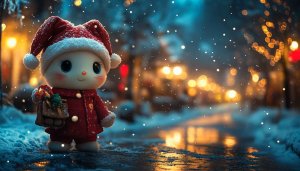Cute Christmas Bunny Wallpaper for Desktop, Festive Season Wallpaper