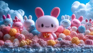Cute Bunny Wallpaper: Pastel Colors, Kawaii, Easter Theme, 4k