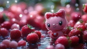 Hello Kitty Strawberry Wallpaper, Cute Pink Aesthetic Backgrounds, 4k Wallpaper