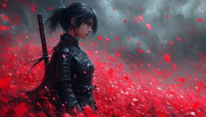 Anime Samurai Girl Wallpaper, Warrior, 4K, Desktop, Laptop, Mobile