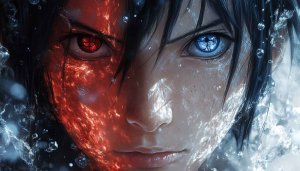 Anime Fire and Ice Eye Wallpaper for Desktop and Mobile