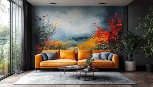 Abstract Painting Wallpaper, Artistic Interior, Modern Living Room Wall Decor