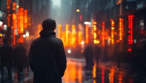 Rainy Night City Street Wallpaper, Dark Cityscape, 4k Wallpaper