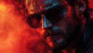 Bearded Man Sunglasses Wallpaper, Red and Blue Aesthetic Wallpaper