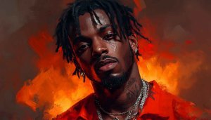 Playboi Carti Art Wallpaper, Rapper Portrait, 4K Desktop Background