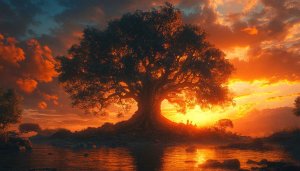 Tree wallpaper: Sunset Tree HD wallpaper for desktop and laptop