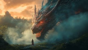 Fantasy Dragon Wallpaper 4K: Epic Encounter at Dusk