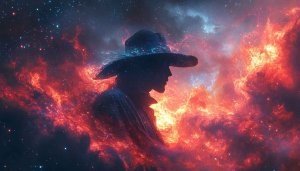 Space Cowboy Wallpaper: Galaxy, Nebula, Western Aesthetic, 4K, Desktop