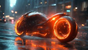 Tron Bike Wallpaper 4K, Futuristic Motorcycle, Cityscape, Neon, Rainy Wallpaper