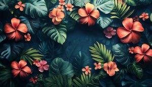 Floral Wallpaper: Tropical Flowers and Leaves 4K Desktop Background