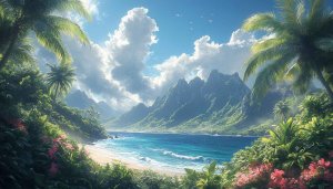 Tropical Island Beach Scenery Wallpaper for Desktop and Mobile 4K