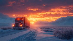 Truck Wallpaper: Sunset, Winter Landscape HD for Mobile & Desktop