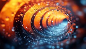 Abstract Tunnel Wallpaper: Orange and Blue Water Droplets Background