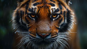 Tiger Wallpaper: Majestic Big Cat in Rain - HD 4K