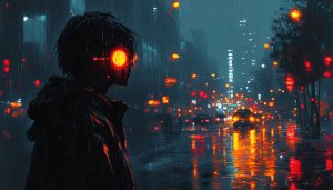 Cyberpunk City Rain Wallpaper - Neon Lights, 4K, Desktop