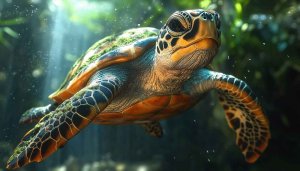 Sea Turtle Wallpaper: Ocean Life, Marine Animal Art, HD, 4K