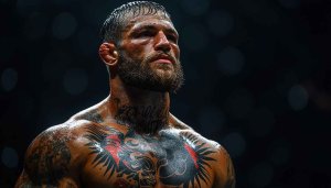 Tattooed Fighter Wallpaper: Stunning MMA Art, Athlete 4K Background