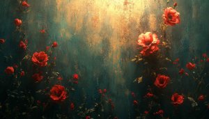 Red Flower Art Wallpaper, Floral Backdrop, Nature Desktop Background