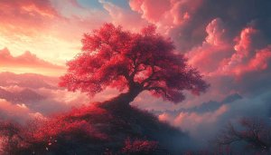 Beautiful Cherry Blossom Tree Wallpaper, Landscape Aesthetic Background
