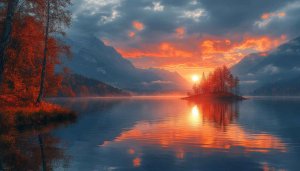 Lake Sunset Wallpaper: Scenic Landscape 4k Wallpaper for Desktop