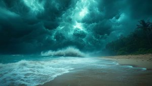 Stormy Ocean Wallpaper: Dramatic Waves, Dark Sky, Nature Wallpaper 4K