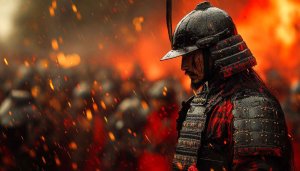 Samurai Wallpaper: Warrior in Armor, Battlefield Scenery, 4k Wallpaper