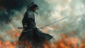 Samurai Wallpaper: Warrior with Sword, 4K Wallpaper, Desktop Background