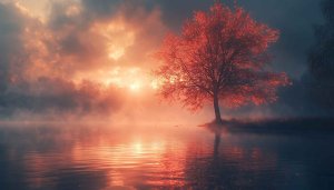 Autumn Lake Wallpaper: Sunset Tree Scenery for Desktop and Mobile