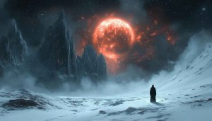 Fantasy planet wallpaper, winter landscape, space, 4k wallpaper