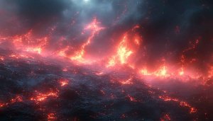 Fiery Ocean Wallpaper 4K: Lava Sea Desktop Backgrounds