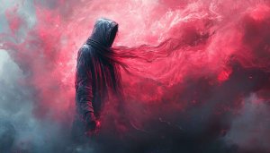 Grim Reaper Wallpaper, Dark Fantasy Art, Red Smoke Background