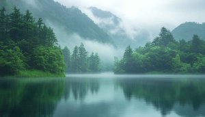 Mountain Lake Wallpaper: Scenic Nature Landscape Background for Desktop