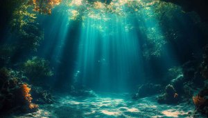 Underwater 4K Wallpaper: Ocean Depth, Sunlight, Marine Life