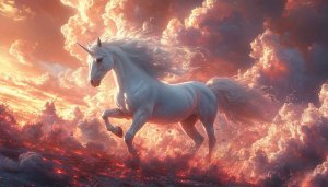 Unicorn Wallpaper: Mythical Creature, Fantasy Horse, Majestic Sky, 4K