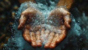 Water wallpaper: Hands, River, Waterfall Nature 4k wallpaper